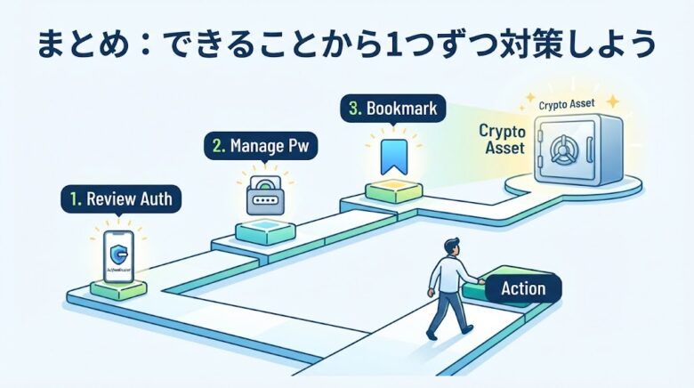 仮想通貨のセキュリティ対策の総まとめをイメージした画像